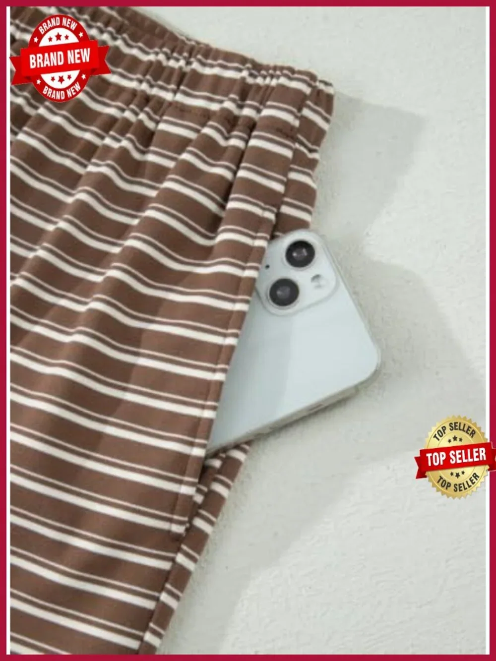 Maternity 2 Piece Lounge Set Striped Long Sleeve Pajamas with Pockets